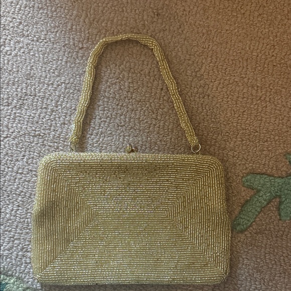 Elegant Gold Beaded Handbag